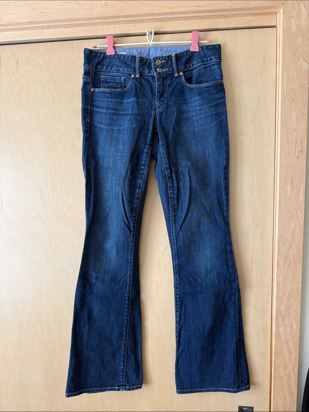 Women's Dark Blue Flare Jeans - Mid-Rise Flared Denim
